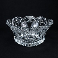 Vintage Cristal d Arques France Lead Crystal Scalloped Fan Star Centerpiece Bowl picture
