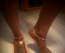 Multiple Handmade Copper Spiral link  Ethnic Anklet/Bracelets Set Of 3 picture