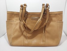 Coach Gallery Pleated East West Tote - Tan Leather F15147 picture