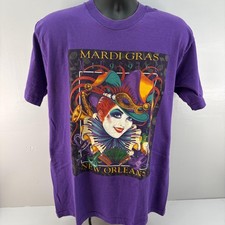 Vintage Mardi Gras 1996 New Orleans Shirt Mens Large Purple Fruit of the Loom US picture