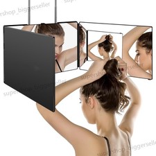 3 Way Mirror for Self Hair Cutting 360 Haircuts Barber Use Tools Tri Fold Hooks picture