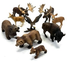 Schleich North American Animal Figure Lot Bison Moose Deere Grisly Brown Eagle 9 picture