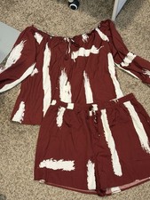 Women’s 4x 2pc Off-Shoulder 3/4 Sleeve Blouse & Drawstring Shorts Set picture