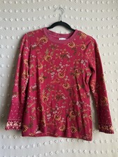 Sundance Loretta Long Sleeve Thermal Tee Floral Sz PL Pink picture