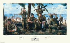 Robert Leckie and Sid Phillips 1st Marine Division on Guadalcanal signed art picture