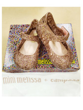 Mini Melissa Toddler Campana Zig Zag Mary Jane Flat Mixed Pink Glitter NWB picture