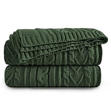 Aormenzy Green Cable Knit Throw Blanket, 50