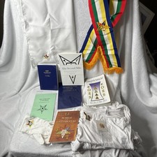 Order Eastern Star OES Regalia Lot Sash Gloves Pins Books Manuals Masonic picture