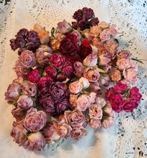 100 Vintage Shabby Chic Faux Dried Roses Millinery Victorian Flowers Darice  picture
