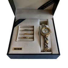 NIB Vintage Harve Benard Mother-of-Pearl Quartz Ladies Watch Silver & Gold Tone picture