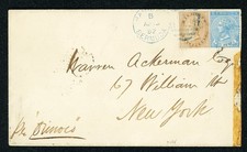 [BERMUDA] 1882 Cover ½d & 2d SG19 SG4 Blue Hamilton Duplex W.T. James CA3117 picture