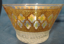 Vintage Culver Valencia Glass Ice Bowl 22k Gold Trim picture