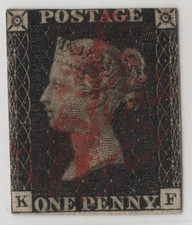 UK G.B. 1840 QUEEN VICTORIA SCOTT #1 S.G. #1 RED MALTESE CROSS F-VF picture