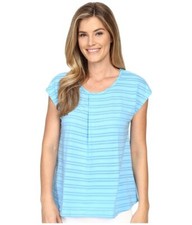 Mod-O-Doc Women's Tonal Tencel Stripe Shirt Over Tee Clear Water Size M picture