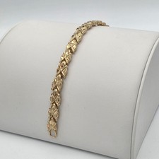 Gold Vintage Bracelet for Women, Diamond Cut Bracelet, 14k Heavy Plated Gold picture