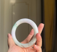 Natural Grade A Burmese Jadeite Jade Bangle 55mm Purple Lavender Green Certified picture