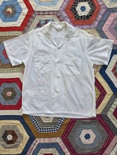 VTG 50’s 60’s Campus Button Up Two Pocket Seersucker White Clean Medium True Vtg picture