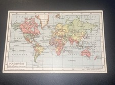 Antique Map/Population Chart of 7 Continents, Jeheber Geneva Edition picture