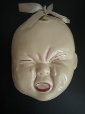 RARE Crying Baby Face Wall Art Decor Mask Ceramic Molded Handcrafted Vintage HTF picture