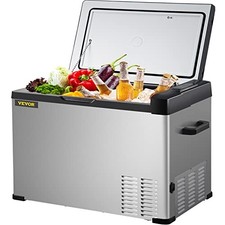 VEVOR 12V PORTABLE FRIDGE, DUAL VOLTAGE (12V/24V DC & 110-220V AC) FOR -  SILVER picture