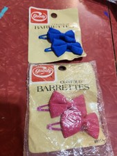 Vintage 1987 Goody 4 Contour Barrettes Blue Pink Bows #8914 picture