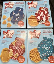All 4 So Yummy Bella Mini Dunker Waffle Makers Tree Snowman Snowflake Penguin picture