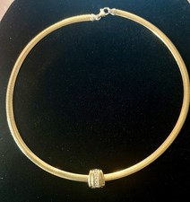 Aurafin 14k Two Tone Gold Reversible Omega Necklace  19.9gr Italy 17” picture