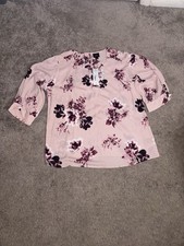 Worthington Women’s L Pink Floral Blouse Top 3/4 Sleeve NWT picture