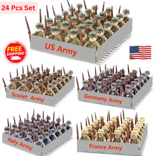 24pcs WW2 Military Figures Set (USA, UK, GER, FRA, SOVIET), DIY Kids Toy Gift picture
