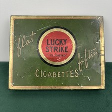 Vintage Lucky Strike Flat Fifty Cigarette Tin Green Gold It’s Toasted USA 1930’s picture