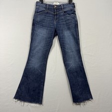 Ariat REAL Jeans Womens 31R Blue Flare Distressed Raw Hem Western Denim picture