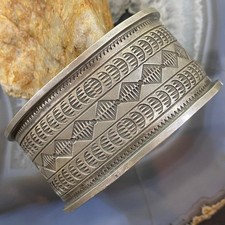 Willie Vintage Native American Sterling Stamped Heavy Gauge Bracelet For Women picture