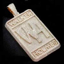 Men's Customize Letter Pendant 5ct Real Moissanite 14k Yellow Gold Plated picture