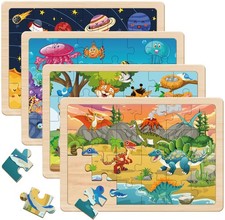 Puzzles for Kids Ages 4-6, 4 Packs 24 Piece Wooden Jigsaw Puzzle for Toddlers 5 picture