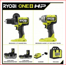 Ryobi ONE+ HP 18V Brushless Cordless 2-Tool Kit PBLCK122K2, PBLHM102, PBLID04 picture