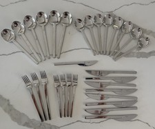 Boda Nova STOCKHOLM Set Of 30 Pieces Korea 18-8 MCM Stainless Steel Flatware picture