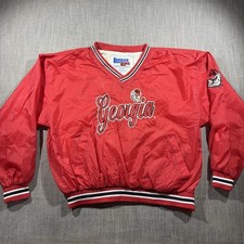 Vintage Georgia Bulldogs Jacket Mens XL Red NCAA Football Locker Line Pullover picture