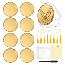 8Pcs 40mm Blank Brass Coins Set for Laser Engraving with Protection Box | With picture