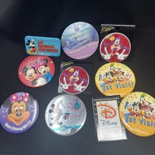 Disneyworld Buttons Vintage 1992 - Mickey Minnie Goofy Cinderella Lot Of 10 picture