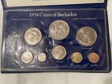1974 BARBADOS Proof Set 8 Coins Franklin Mint w/ Original Sleeve & Paperwork picture