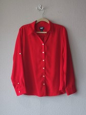 Lands' End Rich Red Button-Front Blouse PETITE SIZE 16P picture