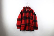 Vtg 50s 60s Streetwear Mens 42 Distressed Wool Mackinaw Hooded Cape Neck Jacket picture