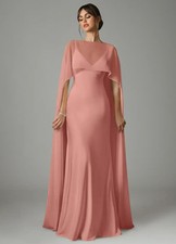 Azazie Stefania  Stretch Rosette A-Line Stretch Satin Dress size A8 NWT picture