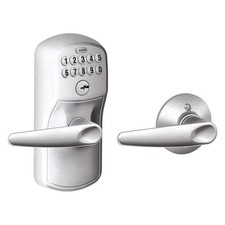 SCHLAGE RESIDENTIAL FE575 PLY626JAZ Electronic Lock,Lever,Satin Chrome 457G11 picture