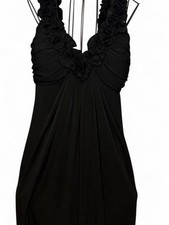 Maggy London Black Rosette Ruffle Mini Dress Size 8 picture