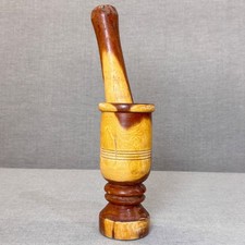 Vintage Handcrafted Wooden Mortar and Pestle Set Rustic Farmhouse Decor picture