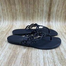 Hermès Island Chaine d'Ancre Jelly Sandals Women's 8 Noir Black Thong Flip Flops picture