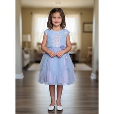 Jona Michelle Girls  Blue Lavender Sequin/Glitter Tulle Tutu Party Dress Size 8 picture