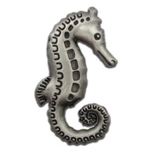 PinMart's Antique Silver 3D Sea Horse Ocean Animal Lapel Pin picture