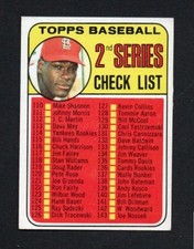 1969 Topps Baseball Card #107 - 2nd Series Checklist - Unmarked - Very Good Cond picture